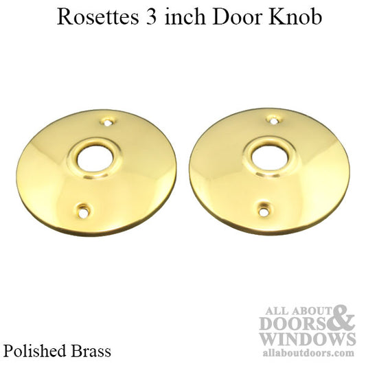 Rosettes, Door Knob 3 inch  - Polished Brass (Pair)