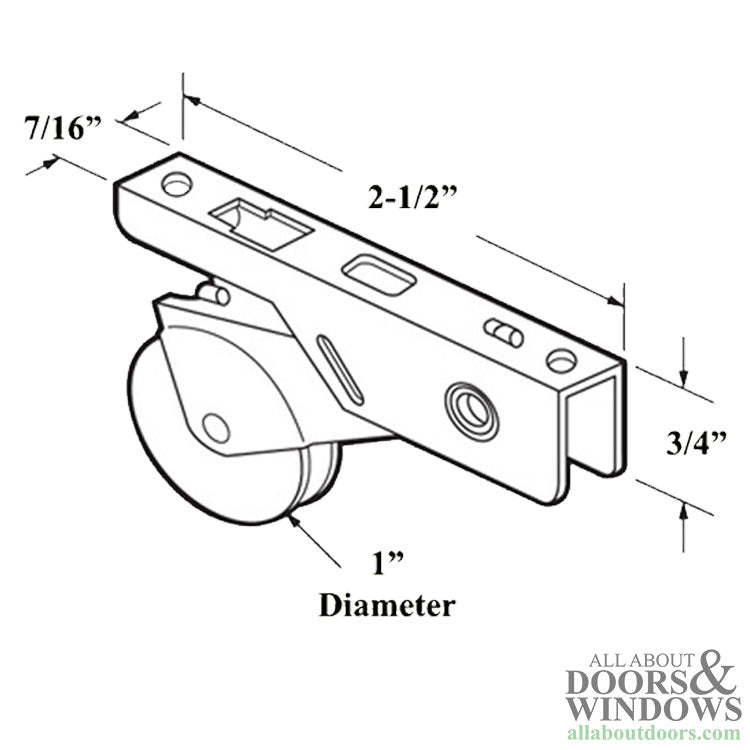 DISCONTINUED Roller Assembly with 1 Inch Nylon Wheel for Sliding Screen Door - DISCONTINUED Roller Assembly with 1 Inch Nylon Wheel for Sliding Screen Door