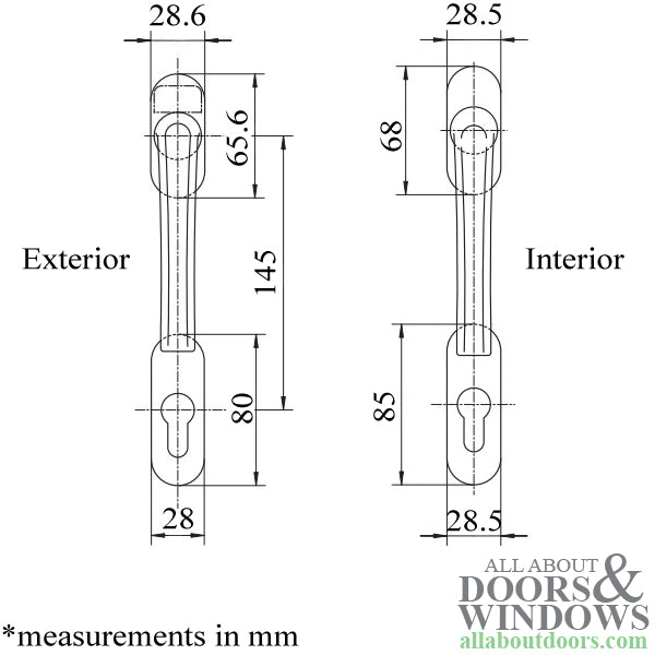 Roto NT R01.1 Balcony -Terrace  Door Handle, Full Set - Roto NT R01.1 Balcony -Terrace  Door Handle, Full Set