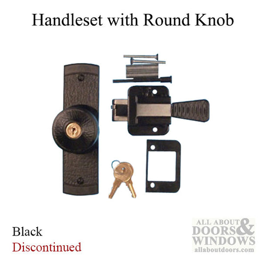 Complete Handle Set,  Round knob - Black - DISCONTINUED