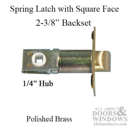 2-3/8 Backset Spring Latch, Square Face - Brass