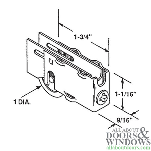 Roller Assembly - Sliding Patio Door, Steel Ball Bearing - Flat Wheel - Roller Assembly - Sliding Patio Door, Steel Ball Bearing - Flat Wheel