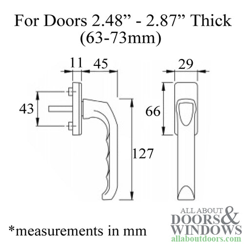 London Patio Balcony Handle, Non-Keyed - London Patio Balcony Handle, Non-Keyed