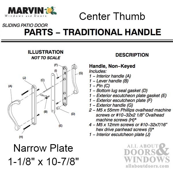 Marvin Active Non-Keyed, Narrow Sliding Door Handle, Center Thumb -  Satin Taupe - Marvin Active Non-Keyed, Narrow Sliding Door Handle, Center Thumb -  Satin Taupe