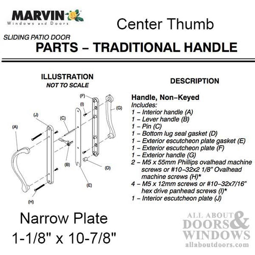 Marvin Active Non-Keyed, Narrow Sliding Door Handle, Center Thumb -  Satin Taupe - Marvin Active Non-Keyed, Narrow Sliding Door Handle, Center Thumb -  Satin Taupe