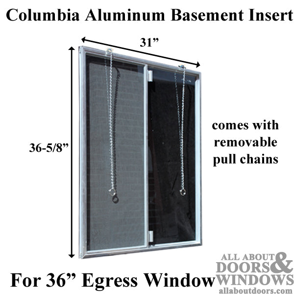 C-300-36 Aluminum Basement Window Insert,  Single Pane Glass - C-300-36 Aluminum Basement Window Insert,  Single Pane Glass