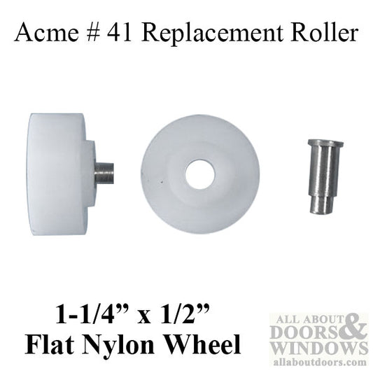 Acme 41 Roller, 1-1/4 x 1/2  Flat Roller w/ Rivet - White