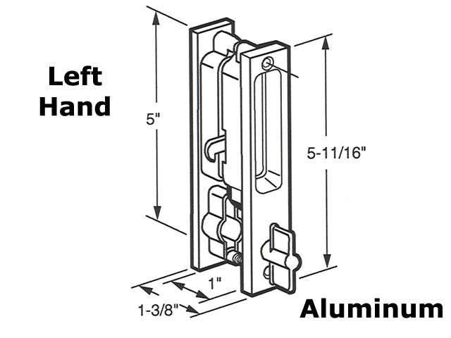 Keyed Handle Set Sliding Patio Door Flush Mount Unique Hook Left Hand Aluminum - Keyed Handle Set Sliding Patio Door Flush Mount Unique Hook Left Hand Aluminum