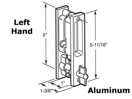 Keyed Handle Set Sliding Patio Door Flush Mount Unique Hook Left Hand Aluminum - Keyed Handle Set Sliding Patio Door Flush Mount Unique Hook Left Hand Aluminum