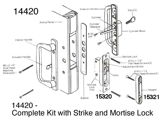 Strike / Keeper; Peachtree Prado  Slidng Glass Door - White - Strike / Keeper; Peachtree Prado  Slidng Glass Door - White