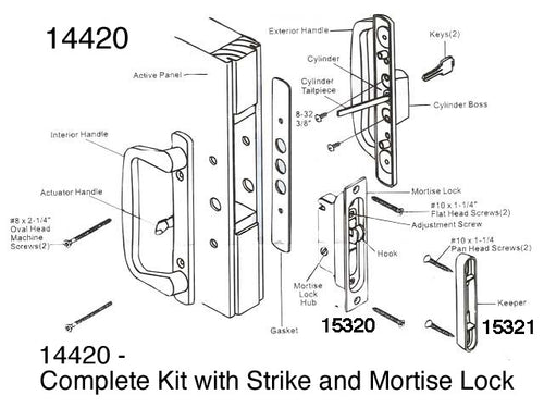 Strike / Keeper; Peachtree Prado  Slidng Glass Door - White - Strike / Keeper; Peachtree Prado  Slidng Glass Door - White