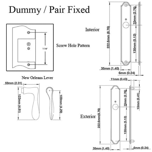 HOPPE Multipoint Dummy Handle Set with New Orleans Lever Satin Nickel - HOPPE Multipoint Dummy Handle Set with New Orleans Lever Satin Nickel