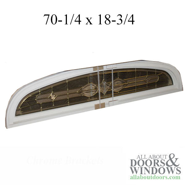 Door Transom Unit Size:  67-3/4 x 13-5/8 Leaded glass - Brass Caming - White - Door Transom Unit Size:  67-3/4 x 13-5/8 Leaded glass - Brass Caming - White