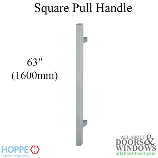 Hoppe Bar-Shaped Square Pull Handle, 63" - Stainless Steel