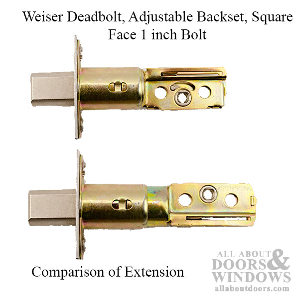 Weiser Deadbolt, 2-3/8 Inch Backset, Square Face, 1 inch Deadbolt Throw - Weiser Deadbolt, 2-3/8 Inch Backset, Square Face, 1 inch Deadbolt Throw