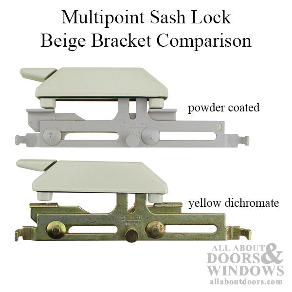 RH Multipoint Sash Lock w/ Bracket & Cylindrical Rivet Sleeve - Tie Bar Application - Choose Color - RH Multipoint Sash Lock w/ Bracket & Cylindrical Rivet Sleeve - Tie Bar Application - Choose Color