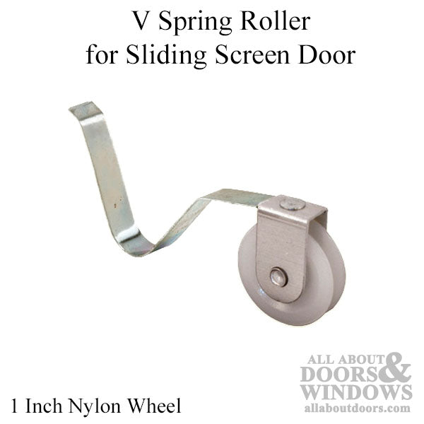 V Spring Tension Roller Assembly with 1 Inch Nylon Wheel for Sliding Screen Door - V Spring Tension Roller Assembly with 1 Inch Nylon Wheel for Sliding Screen Door