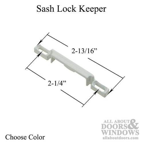 Keeper for Double Hung Window Sash Lock, 2-1/4'' screw hole centers - Choose Color - Keeper for Double Hung Window Sash Lock, 2-1/4'' screw hole centers - Choose Color