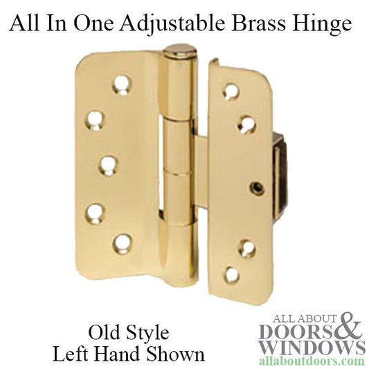 Old Style V200, Left Hand All In One Adjustable Hinge 3D - Polished Brass