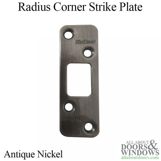 Radius Corner Strike Plate, Deadbolt, 1/4" Radius Corner - Antique Nickel