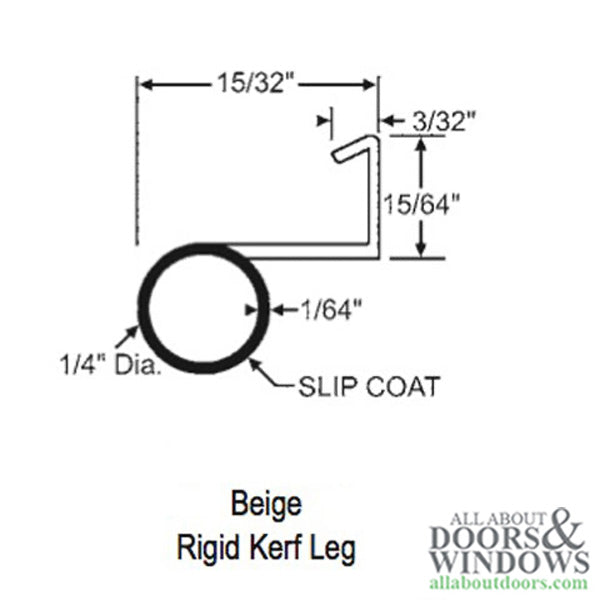 Bulb Weatherstrip, .250 Offset leg, Casement & Double Hung Windows - Beige - Bulb Weatherstrip, .250 Offset leg, Casement & Double Hung Windows - Beige