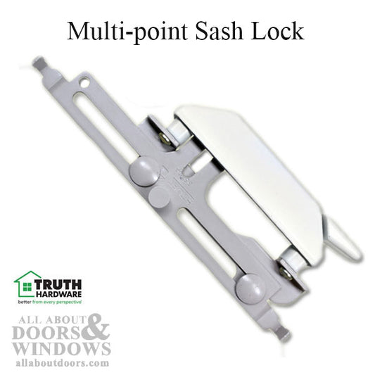 Left Hand Multi-Point Sash Lock with Bracket & Cylindrical Nylon Rivet Sleeve for Tie Bar Applications - White