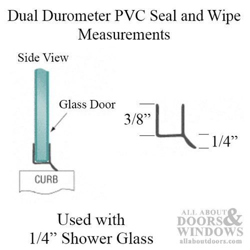 Co-Extruded Dual Durometer PVC Seal and Wipe for Shower Doors with 1/4