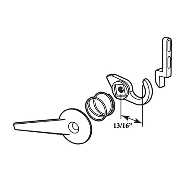 Non-Handed Latch Kit with Medium Hook for Sliding Screen Door - Gray - Non-Handed Latch Kit with Medium Hook for Sliding Screen Door - Gray