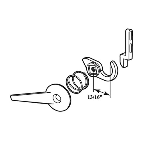 Non-Handed Latch Kit with Medium Hook for Sliding Screen Door - Gray - Non-Handed Latch Kit with Medium Hook for Sliding Screen Door - Gray