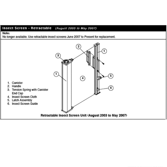 Retainer w/Screws - Retractable Insect Screen - for Andersen FGD made Aug. 03 to May 07 - Sandtone - Retainer w/Screws - Retractable Insect Screen - for Andersen FGD made Aug. 03 to May 07 - Sandtone