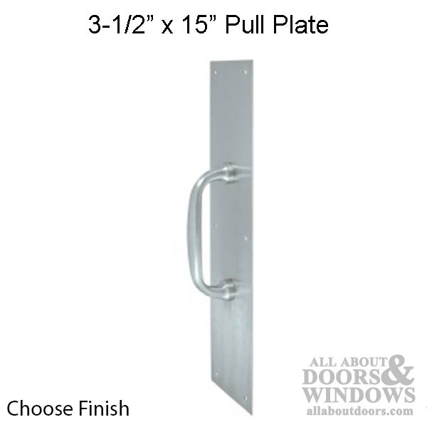 3-1/2 x 15 Pull Plate with Handle, Solid Brass - 3-1/2 x 15 Pull Plate with Handle, Solid Brass