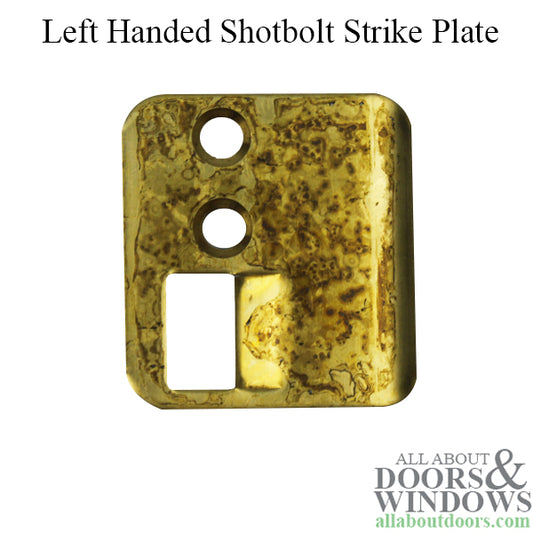 Left Handed Strike Plate, PS0021L, Shootbolt.1.63 x 1.75- Brass