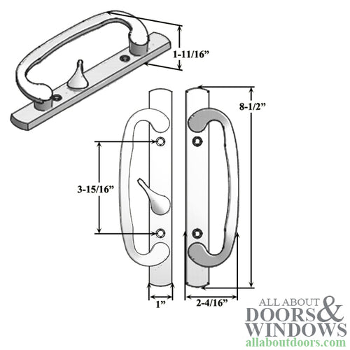 Blemished Legacy Glass Sliding Door Handle, Keyed with Offset Thumbturn, Weiser Keyway, 1-3/4