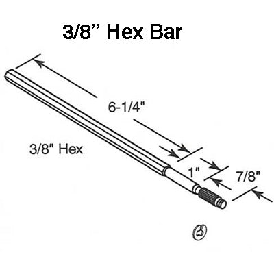 Unavailable - Extension Hex, 3/8 inch by  8 inch Wood, metal Windows - Unavailable - Extension Hex, 3/8 inch by  8 inch Wood, metal Windows