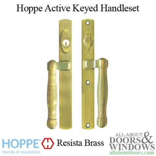 HOPPE HLS 9000 Sliding Door Handle Set Active Keyed Resista Brass