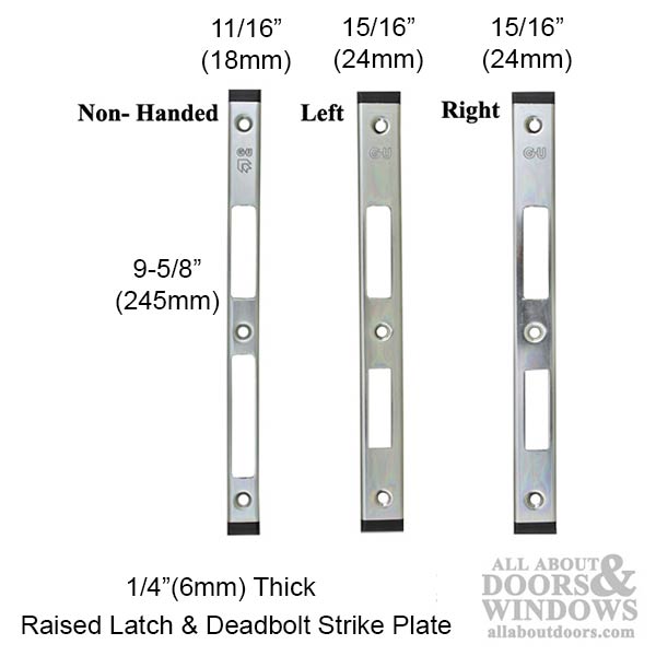 Non-handed Latch & Deadbolt Strike Plate, 1/4 inch raised - Non-handed Latch & Deadbolt Strike Plate, 1/4 inch raised