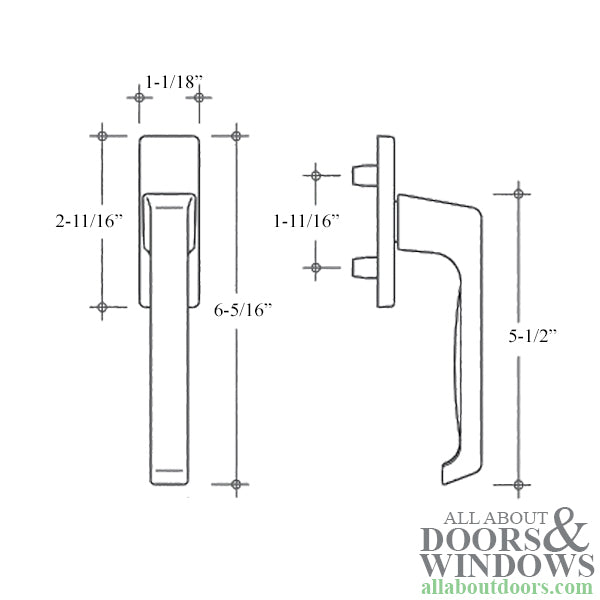 Tilt & Turn Uni-Jet Dirigent Handle, Outside/Exterior - Silver - Tilt & Turn Uni-Jet Dirigent Handle, Outside/Exterior - Silver