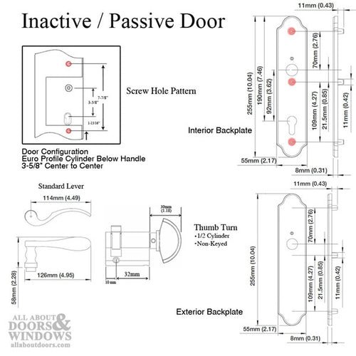 Lock Trim; Munchen M112PL / 3965N, Inactive Door - Matte Black - Lock Trim; Munchen M112PL / 3965N, Inactive Door - Matte Black