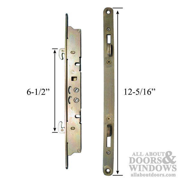 2-point Double Hook Sliding door lock, Mortise Latch Long 12-1/4 Face Plate - 2-point Double Hook Sliding door lock, Mortise Latch Long 12-1/4 Face Plate