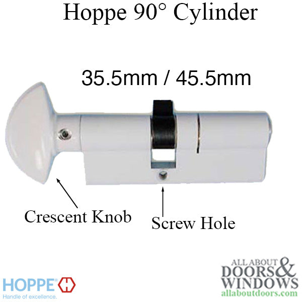 35.5/ 45.5 CES 90 Euro profile cylinder lock Offset - White - Discontinued - 35.5/ 45.5 CES 90 Euro profile cylinder lock Offset - White - Discontinued