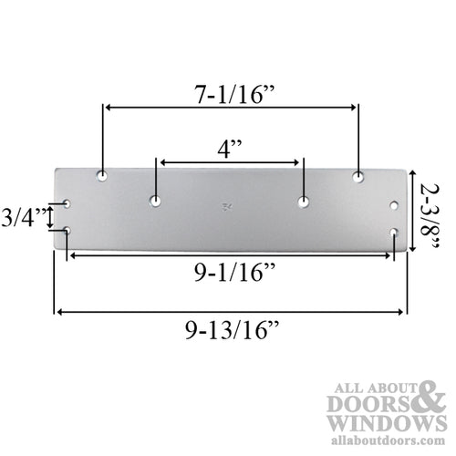 Drop Plate, 9-13/16 x 2-3/8 Mounting Plate for Door Closer - Drop Plate, 9-13/16 x 2-3/8 Mounting Plate for Door Closer