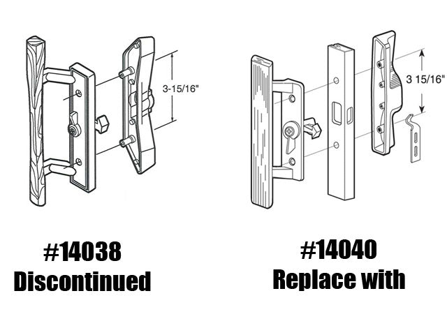 Handle Set, 3-15/16 H.C., - Aluminum Patio Door:  Discontinued  Part - Handle Set, 3-15/16 H.C., - Aluminum Patio Door:  Discontinued  Part