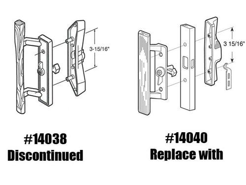 Handle Set, 3-15/16 H.C., - Aluminum Patio Door:  Discontinued  Part - Handle Set, 3-15/16 H.C., - Aluminum Patio Door:  Discontinued  Part