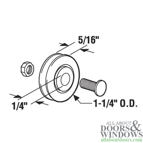 Rollers Only, 1-1/4 Steel Wheel, w/ Bolt - Pairs - Rollers Only, 1-1/4 Steel Wheel, w/ Bolt - Pairs