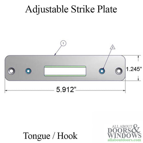 Adjustable Strike Plate, Flat Tongue / Hook - Stainless Steel - Adjustable Strike Plate, Flat Tongue / Hook - Stainless Steel