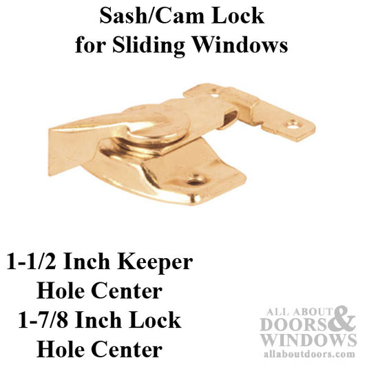 Sash / Cam Lock - Wood Sash Hardware, Solid Brass - Polished Brass