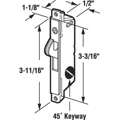 Mortise Lock, 45 ° Slot, Auto Lock, Square Face End - Adams - Mortise Lock, 45 ° Slot, Auto Lock, Square Face End - Adams