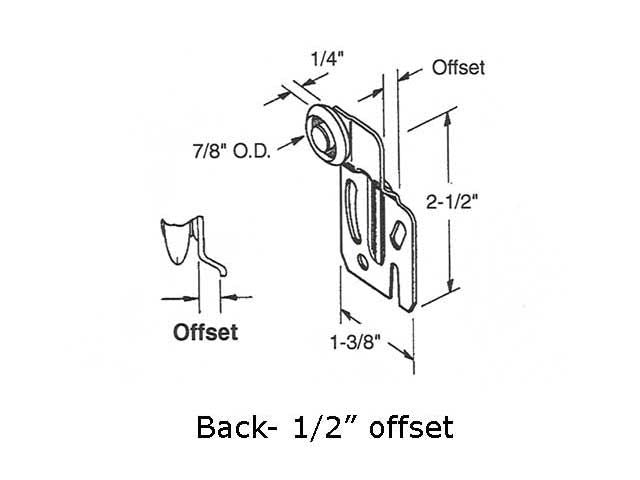 Acme Back Closet Roller 0.875 Inch Wheel Diameter with Adjustable Offset Bracket - Acme Back Closet Roller 0.875 Inch Wheel Diameter with Adjustable Offset Bracket