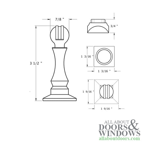 3-1/2 Magnetic Door Holder Square Base  - Choose Finish - 3-1/2 Magnetic Door Holder Square Base  - Choose Finish