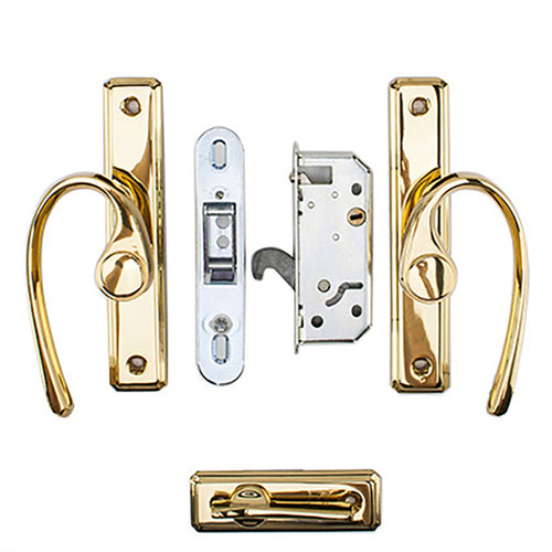 Gliding Door Hardware, French Curved - Bright Brass  - Disc. - Gliding Door Hardware, French Curved - Bright Brass  - Disc.